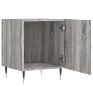 Table de chevet bois gris design moderne 3 tiroirs, 40x40x50cm