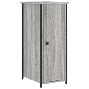 Table de nuit bois gris design industriel étagère, 32x42x80cm
