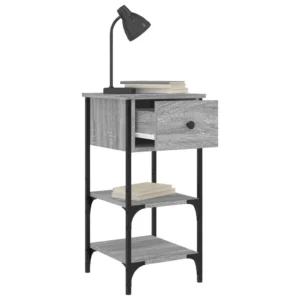 Table de nuit bois gris design compact, 34x36x70cm