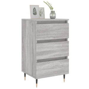 Table de chevet bois gris moderne contemporain mural, 40x35x69cm