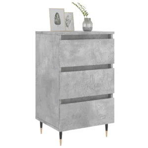 Table de chevet bois gris moderne tablette, 40x35x69cm