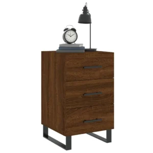 Chevet bois marron design moderne LED, 40x40x66cm