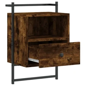 Table de nuit bois moderne flottant, 40x30x61cm