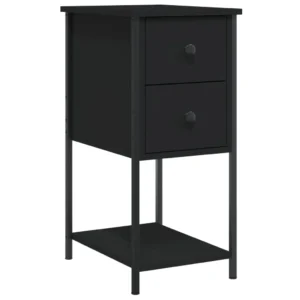 Table de nuit bois noir design compact, 32x42x70cm