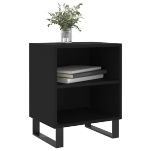 Table de chevet bois noir design moderne compact, 40x30x50cm