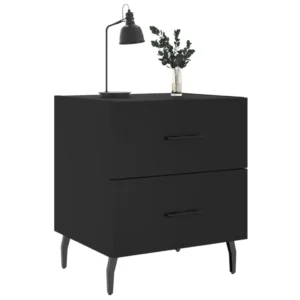Table de chevet bois noir moderne transparent, 40x35x47.5cm
