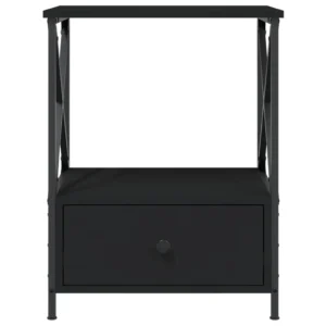 Chevet bois noir design moderne transparent, 50x41x65cm