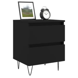 Table de chevet bois noir design moderne mural 2 tiroirs, 40x35x50cm
