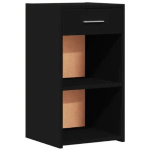 Table de chevet bois noir contemporain connecté, 35x34x65cm