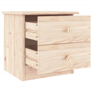 Table de chevet pin design rustique tablette, 41x35x41cm