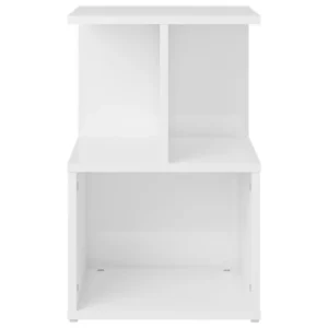 Table de chevet bois blanc design moderne 3 tiroirs, 35x35x55cm