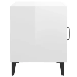 Table de nuit bois blanc design contemporain 2 tiroirs, 40x40x50cm