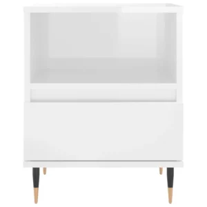 Table de nuit bois blanc design original tablette, 40x35x50cm