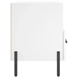 Table de nuit bois blanche design moderne 3 tiroirs, 40x35x47.5cm