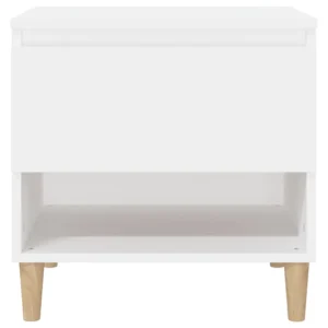 Table de chevet bois blanche design 2 tiroirs, 50x46x50cm