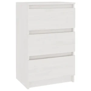 Table de chevet pin blanche design étagère ouverte, 40x29.5x64cm