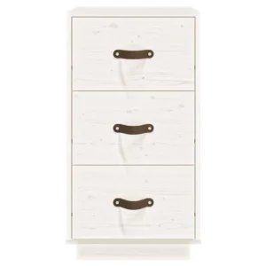 Chevet pin blanche design moderne 2 tiroirs, 40x40x75cm