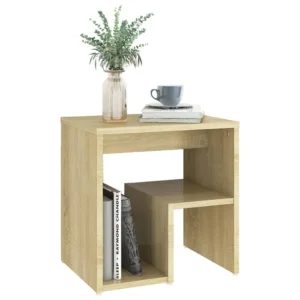 Table de nuit chêne design moderne étagère compact, 40x30x40cm