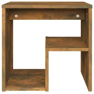 Table de nuit chêne design moderne étagère, 40x30x40cm