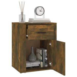 Table de chevet chêne design contemporain connecté, 50x36x60cm
