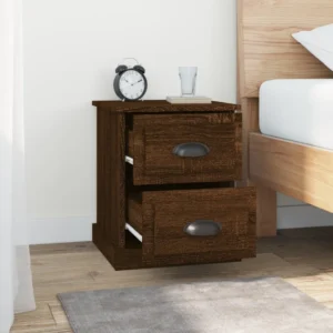 Table de chevet chêne marron contemporain compact, 39x39x47.5cm