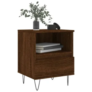 Table de chevet bois marron moderne connecté, 40x35x50cm