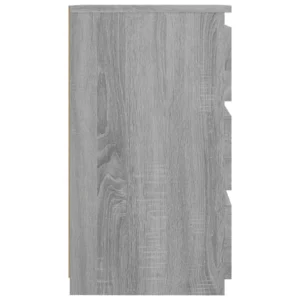Table de chevet bois gris design tiroir coulissant, 40x35x62.5cm