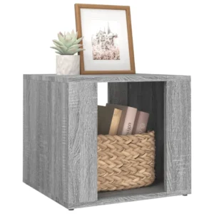 Chevet bois gris design moderne transparent, 41x40x36cm
