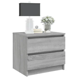 Table de nuit bois gris design moderne 1 tiroir, 50x39x43.5cm
