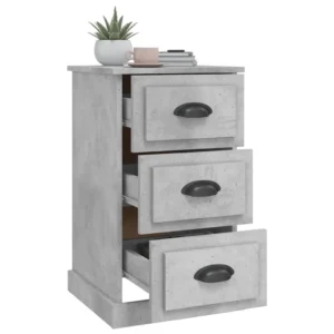 Table de chevet bois gris design moderne transparent, 39x39x67cm