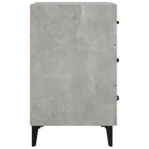 Table de chevet bois gris design moderne 3 tiroirs, 40x40x66cm