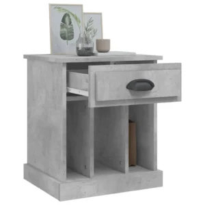 Table de chevet bois gris moderne étagère, 43x36x50cm