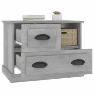 Table de chevet bois gris design moderne tiroir coulissant, 60x39x45cm