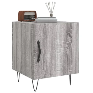 Table de nuit bois gris moderne compact, 40x40x50cm