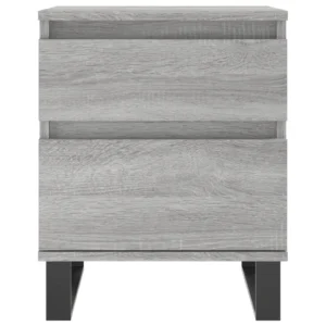 Table de nuit bois gris moderne étagère, 40x35x50cm