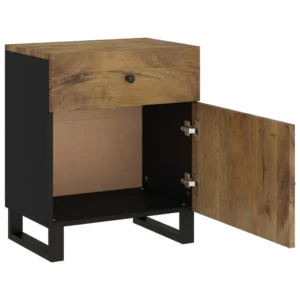 Chevet manguier marron miroir étagère, 50x33x60cm