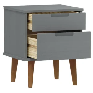 Table de chevet pin scandinave 2 tiroirs, 40x35x48cm