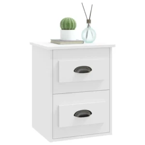 Chevet bois blanche design moderne flottant, 41.5x36x53cm