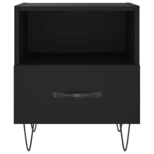 Table de chevet bois noir design moderne 1 tiroir, 40x35x47.5cm
