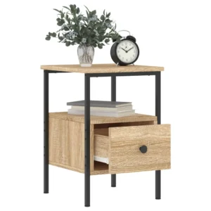 Lot de 2 tables de chevet bois design compact, 34x36x50cm