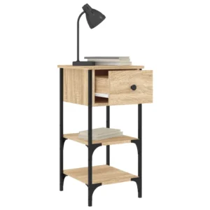 Lot de 2 chevets bois design compact, 34x36x70cm