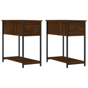Lot de 2 chevets bois marron design moderne compact, 30x60x60cm