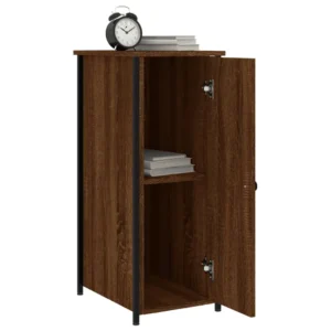 Lot de 2 tables de chevet bois marron design moderne 3 tiroirs, 32x42x80cm