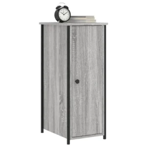 Lot de 2 tables de nuit bois gris design moderne 3 tiroirs, 32x42x80cm