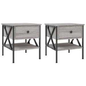 Lot de 2 tables de nuit bois gris moderne minimaliste suspendu, 40x42x45cm