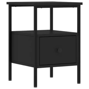 Lot de 2 tables de nuit bois noir design moderne compact, 34x36x50cm