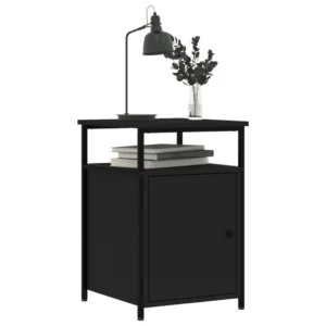 Lot de 2 tables de nuit bois noir design compact, 40x42x60cm
