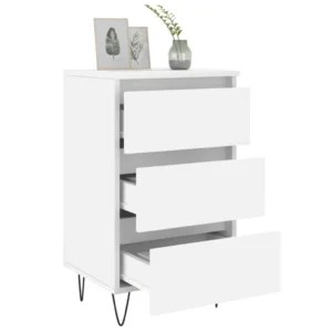 Lot de 2 tables de chevet bois moderne 3 tiroirs, 40x35x69cm