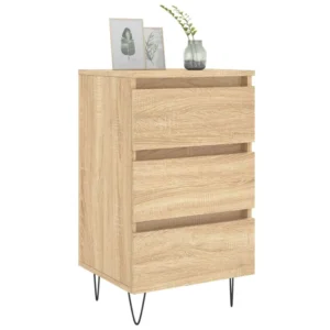 Lot de 2 tables de chevet bois design tablette, 40x35x69cm