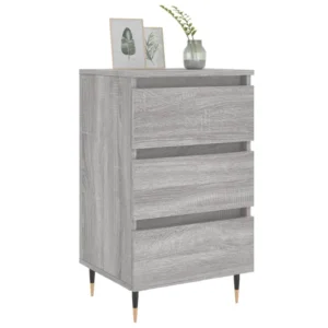 Lot de 2 tables de chevet bois gris design compact, 40x35x69cm